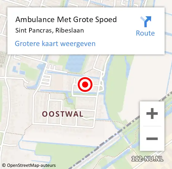 Locatie op kaart van de 112 melding: Ambulance Met Grote Spoed Naar Sint Pancras, Ribeslaan op 19 mei 2019 18:08