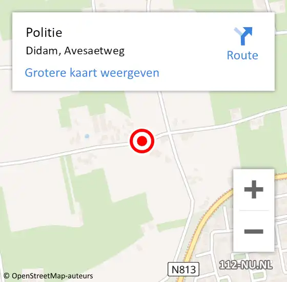 Locatie op kaart van de 112 melding: Politie Didam, Avesaetweg op 19 mei 2019 18:22