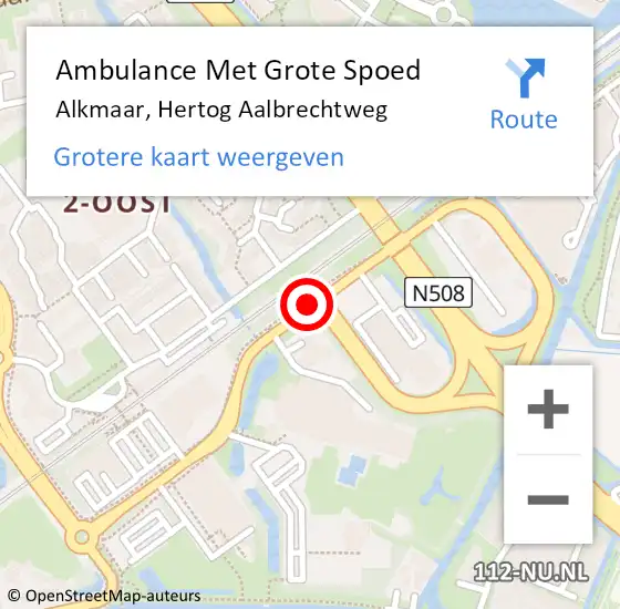 Locatie op kaart van de 112 melding: Ambulance Met Grote Spoed Naar Alkmaar, Hertog Aalbrechtweg op 19 mei 2019 18:28