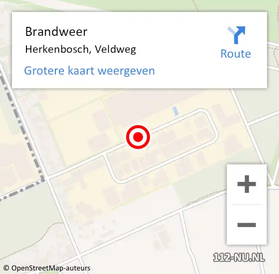 Locatie op kaart van de 112 melding: Brandweer Herkenbosch, Veldweg op 19 mei 2019 19:40