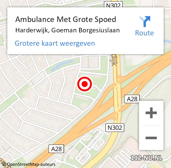 Locatie op kaart van de 112 melding: Ambulance Met Grote Spoed Naar Harderwijk, Goeman Borgesiuslaan op 19 mei 2019 21:02