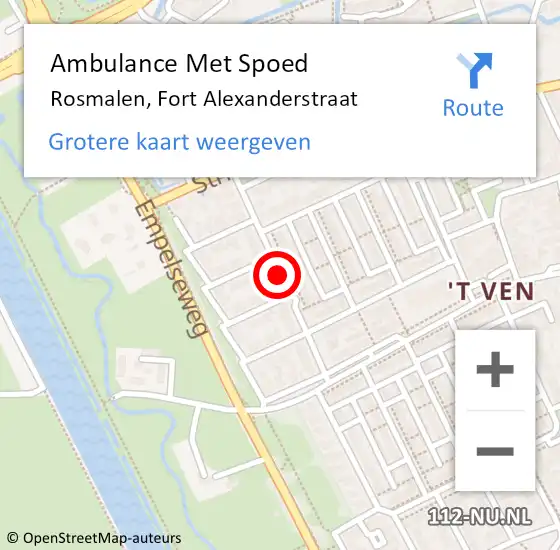 Locatie op kaart van de 112 melding: Ambulance Met Spoed Naar Rosmalen, Fort Alexanderstraat op 19 mei 2019 21:53