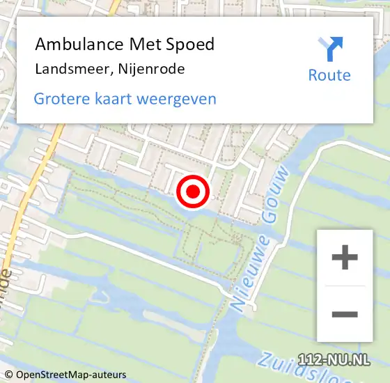 Locatie op kaart van de 112 melding: Ambulance Met Spoed Naar Landsmeer, Nijenrode op 19 mei 2019 22:14