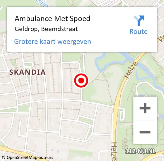 Locatie op kaart van de 112 melding: Ambulance Met Spoed Naar Geldrop, Beemdstraat op 19 mei 2019 22:19