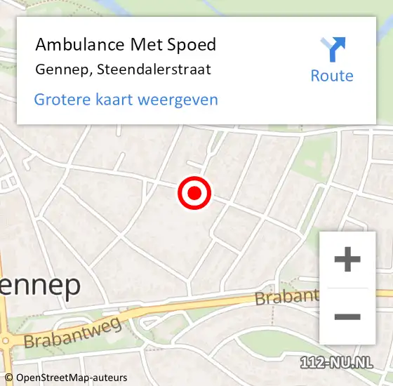 Locatie op kaart van de 112 melding: Ambulance Met Spoed Naar Gennep, Steendalerstraat op 20 mei 2019 02:03