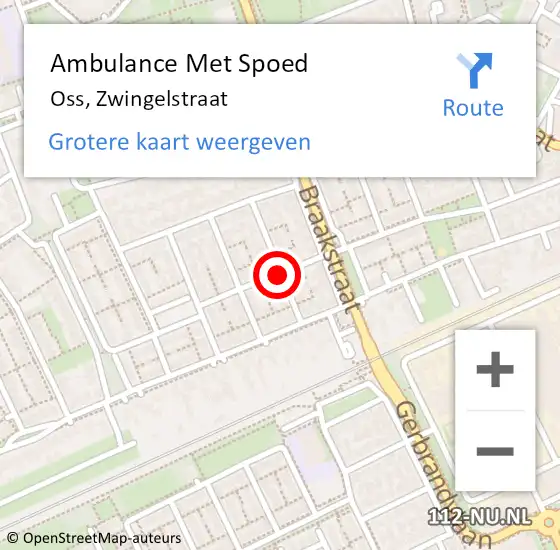 Locatie op kaart van de 112 melding: Ambulance Met Spoed Naar Oss, Zwingelstraat op 20 mei 2019 07:28