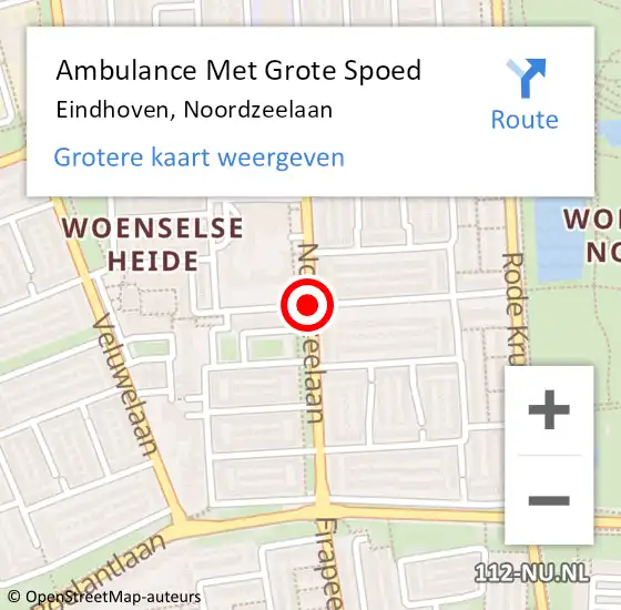 Locatie op kaart van de 112 melding: Ambulance Met Grote Spoed Naar Eindhoven, Noordzeelaan op 20 mei 2019 07:54