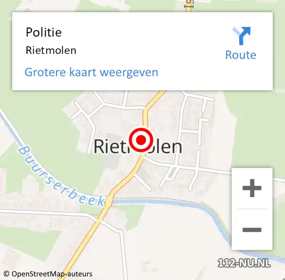 Locatie op kaart van de 112 melding: Politie Rietmolen op 20 mei 2019 08:37