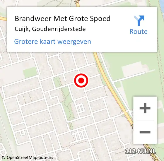 Locatie op kaart van de 112 melding: Brandweer Met Grote Spoed Naar Cuijk, Goudenrijderstede op 20 mei 2019 08:40