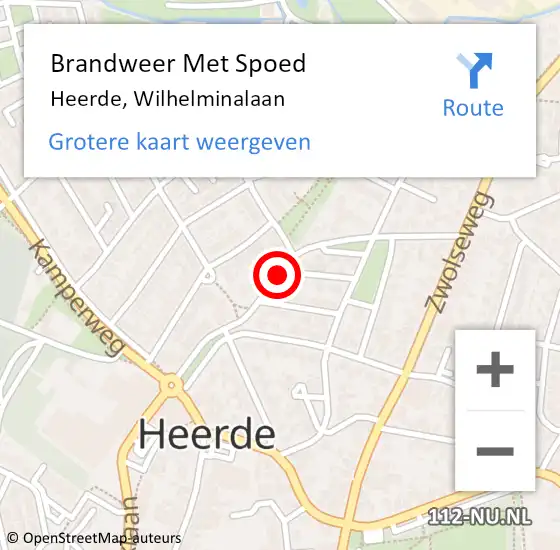 Locatie op kaart van de 112 melding: Brandweer Met Spoed Naar Heerde, Wilhelminalaan op 20 mei 2019 08:45