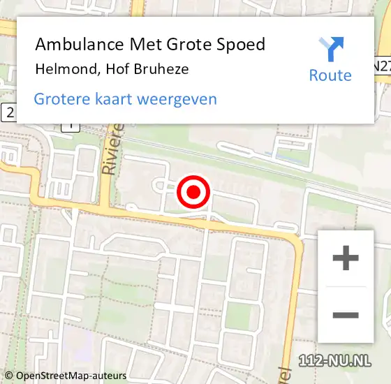 Locatie op kaart van de 112 melding: Ambulance Met Grote Spoed Naar Helmond, Hof Bruheze op 20 mei 2019 08:52