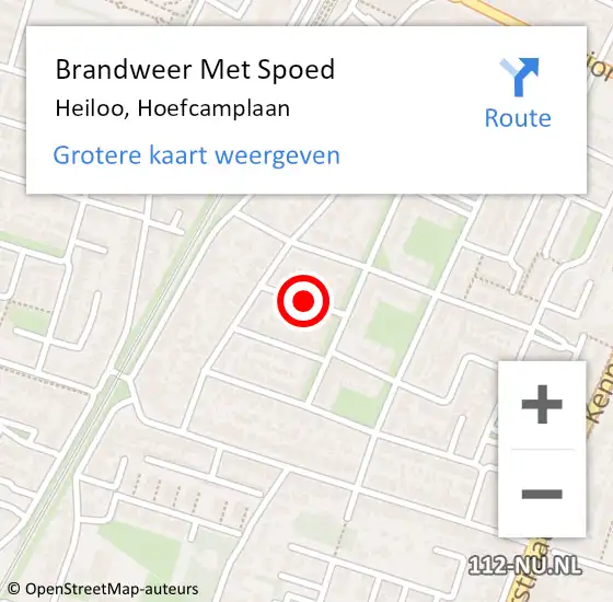 Locatie op kaart van de 112 melding: Brandweer Met Spoed Naar Heiloo, Hoefcamplaan op 1 april 2014 18:48