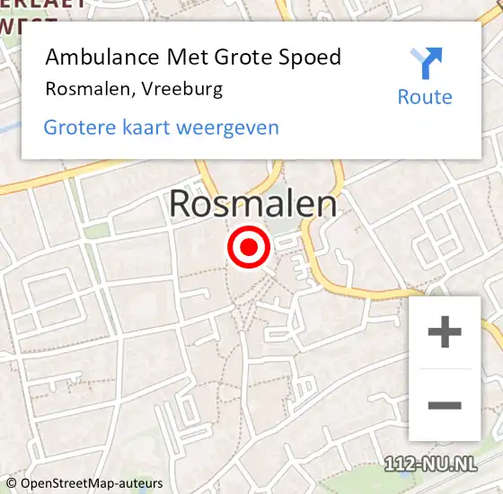 Locatie op kaart van de 112 melding: Ambulance Met Grote Spoed Naar Rosmalen, Vreeburg op 20 mei 2019 09:44