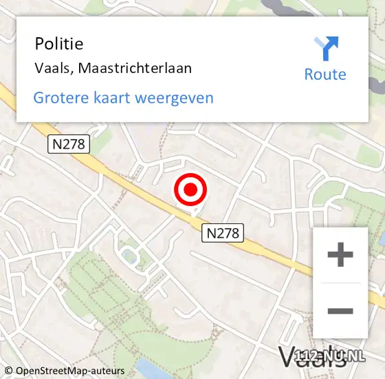 Locatie op kaart van de 112 melding: Politie Vaals, Maastrichterlaan op 20 mei 2019 11:48