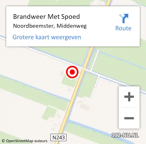 Locatie op kaart van de 112 melding: Brandweer Met Spoed Naar Noordbeemster, Middenweg op 20 mei 2019 11:53