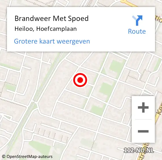 Locatie op kaart van de 112 melding: Brandweer Met Spoed Naar Heiloo, Hoefcamplaan op 1 april 2014 19:26