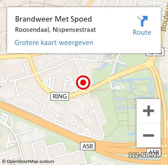 Locatie op kaart van de 112 melding: Brandweer Met Spoed Naar Roosendaal, Nispensestraat op 20 mei 2019 14:10