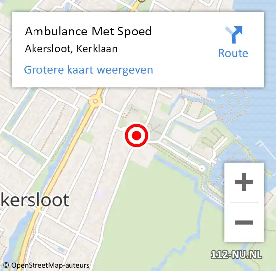 Locatie op kaart van de 112 melding: Ambulance Met Spoed Naar Akersloot, Kerklaan op 20 mei 2019 14:29