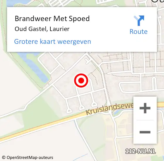 Locatie op kaart van de 112 melding: Brandweer Met Spoed Naar Oud Gastel, Laurier op 20 mei 2019 15:01