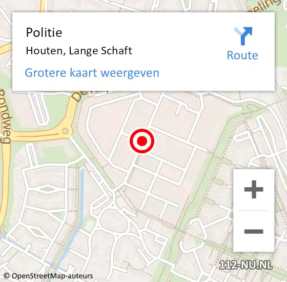 Locatie op kaart van de 112 melding: Politie Houten, Lange Schaft op 20 mei 2019 16:22