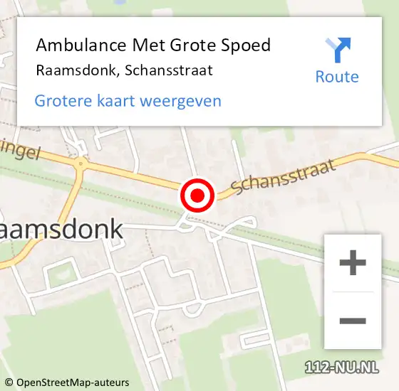 Locatie op kaart van de 112 melding: Ambulance Met Grote Spoed Naar Raamsdonk, Schansstraat op 20 mei 2019 16:34