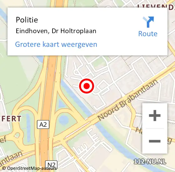 Locatie op kaart van de 112 melding: Politie Eindhoven, Dr Holtroplaan op 20 mei 2019 17:04