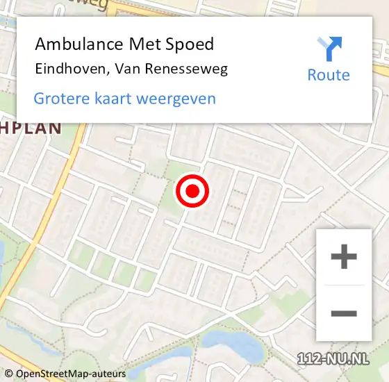 Locatie op kaart van de 112 melding: Ambulance Met Spoed Naar Eindhoven, Van Renesseweg op 20 mei 2019 17:43