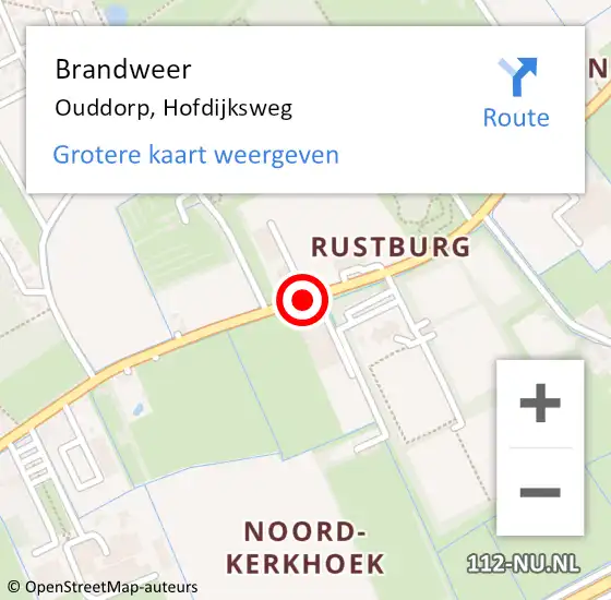 Locatie op kaart van de 112 melding: Brandweer Ouddorp, Hofdijksweg op 20 mei 2019 18:49