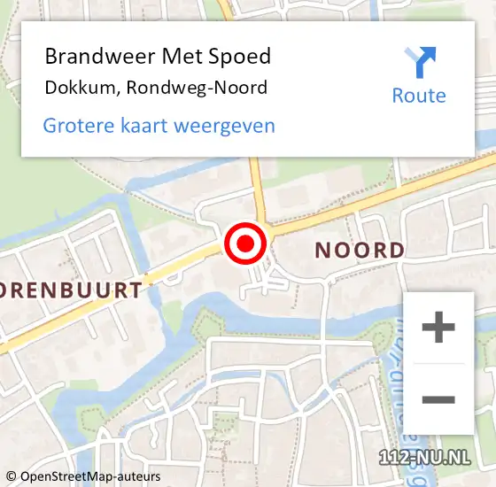 Locatie op kaart van de 112 melding: Brandweer Met Spoed Naar Dokkum, Rondweg-Noord op 20 mei 2019 19:11