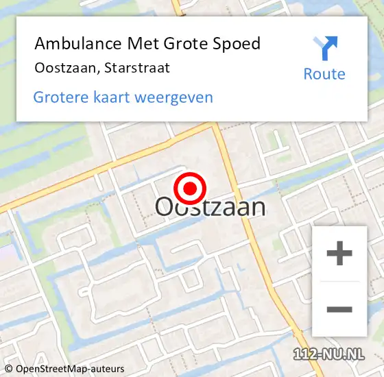 Locatie op kaart van de 112 melding: Ambulance Met Grote Spoed Naar Oostzaan, Starstraat op 20 mei 2019 20:11