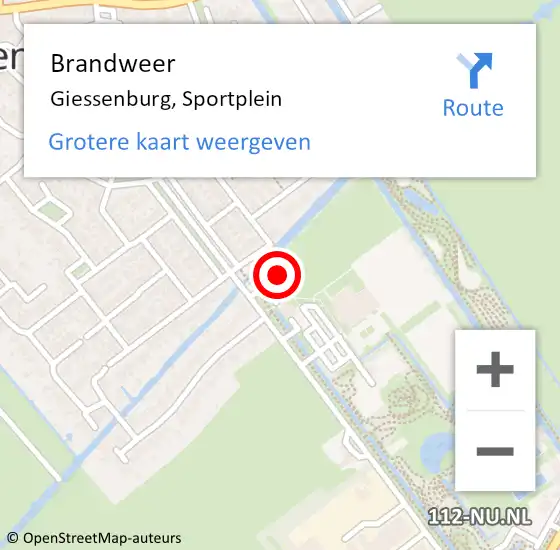 Locatie op kaart van de 112 melding: Brandweer Giessenburg, Sportplein op 20 mei 2019 20:43