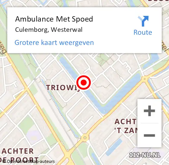 Locatie op kaart van de 112 melding: Ambulance Met Spoed Naar Culemborg, Westerwal op 20 mei 2019 20:50