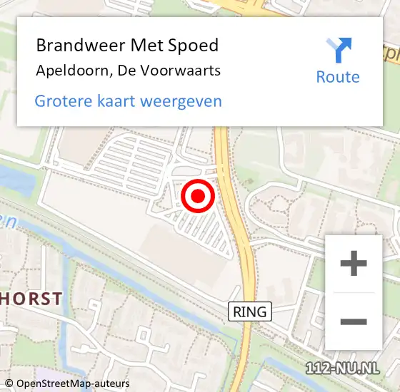 Locatie op kaart van de 112 melding: Brandweer Met Spoed Naar Apeldoorn, De Voorwaarts op 20 mei 2019 21:21