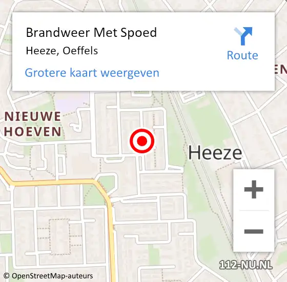 Locatie op kaart van de 112 melding: Brandweer Met Spoed Naar Heeze, Oeffels op 20 mei 2019 21:30