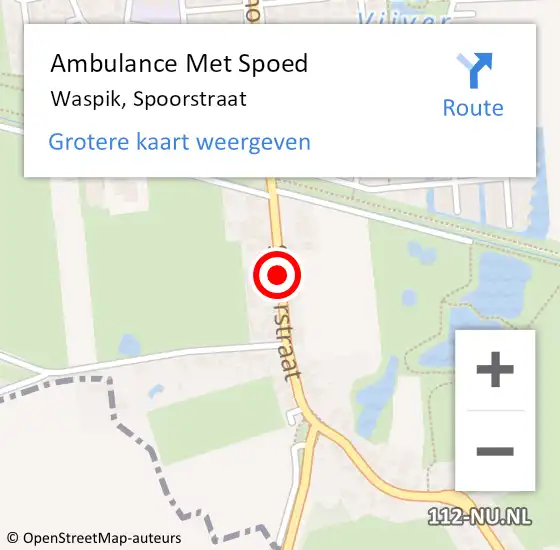 Locatie op kaart van de 112 melding: Ambulance Met Spoed Naar Waspik, Spoorstraat op 20 mei 2019 21:59