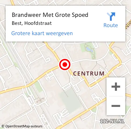 Locatie op kaart van de 112 melding: Brandweer Met Grote Spoed Naar Best, Hoofdstraat op 20 mei 2019 22:06