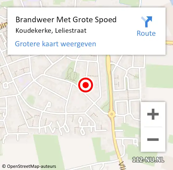 Locatie op kaart van de 112 melding: Brandweer Met Grote Spoed Naar Koudekerke, Leliestraat op 21 mei 2019 01:52