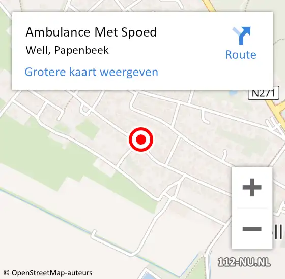Locatie op kaart van de 112 melding: Ambulance Met Spoed Naar Well, Papenbeek op 21 mei 2019 02:02