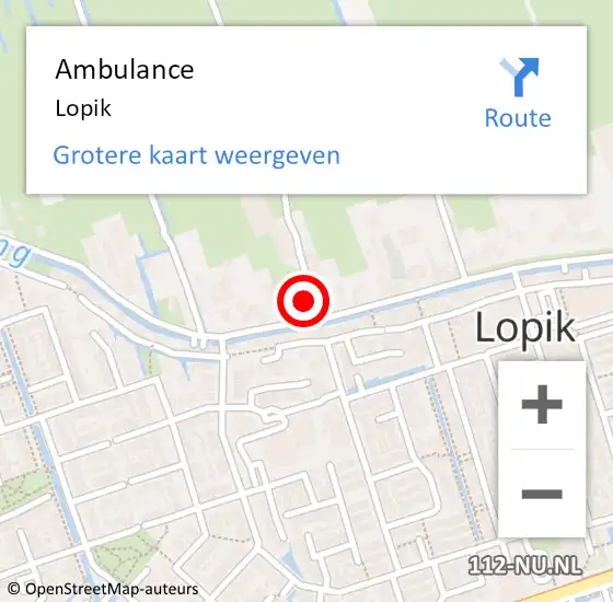 Locatie op kaart van de 112 melding: Ambulance Lopik op 21 mei 2019 02:07