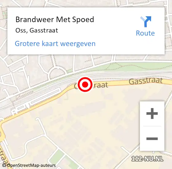 Locatie op kaart van de 112 melding: Brandweer Met Spoed Naar Oss, Gasstraat op 21 mei 2019 06:37