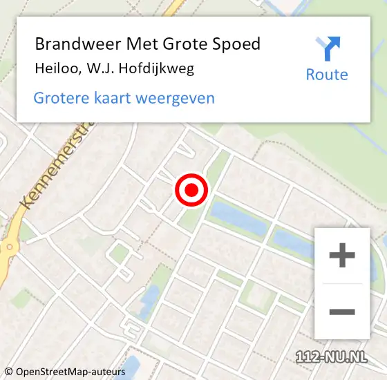 Locatie op kaart van de 112 melding: Brandweer Met Grote Spoed Naar Heiloo, W.J. Hofdijkweg op 21 mei 2019 06:40