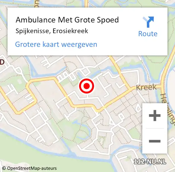 Locatie op kaart van de 112 melding: Ambulance Met Grote Spoed Naar Spijkenisse, Erosiekreek op 21 mei 2019 07:06