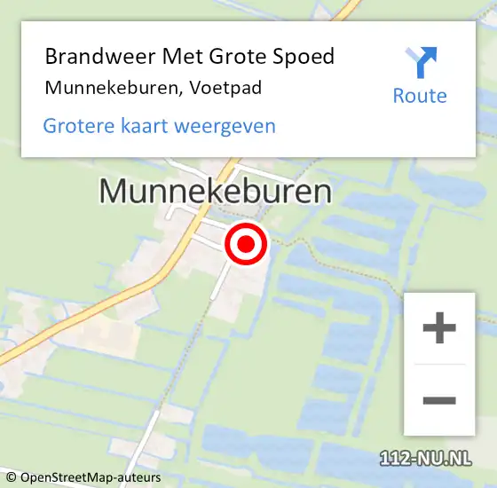 Locatie op kaart van de 112 melding: Brandweer Met Grote Spoed Naar Munnekeburen, Voetpad op 1 april 2014 20:55