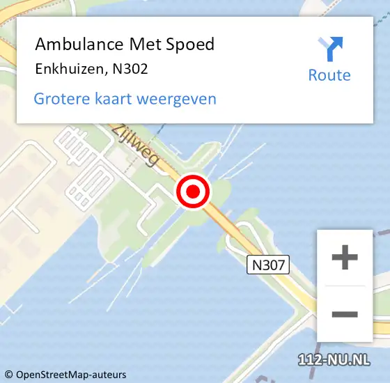 Locatie op kaart van de 112 melding: Ambulance Met Spoed Naar Enkhuizen, N302 op 21 mei 2019 08:20