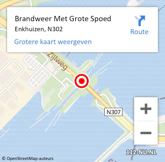 Locatie op kaart van de 112 melding: Brandweer Met Grote Spoed Naar Enkhuizen, N302 op 21 mei 2019 08:20