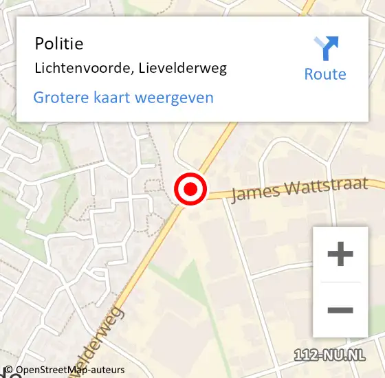 Locatie op kaart van de 112 melding: Politie Lichtenvoorde, Lievelderweg op 21 mei 2019 08:40