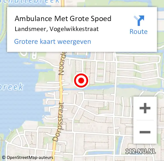 Locatie op kaart van de 112 melding: Ambulance Met Grote Spoed Naar Landsmeer, Vogelwikkestraat op 21 mei 2019 08:45