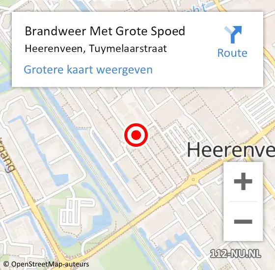 Locatie op kaart van de 112 melding: Brandweer Met Grote Spoed Naar Heerenveen, Tuymelaarstraat op 21 mei 2019 09:04