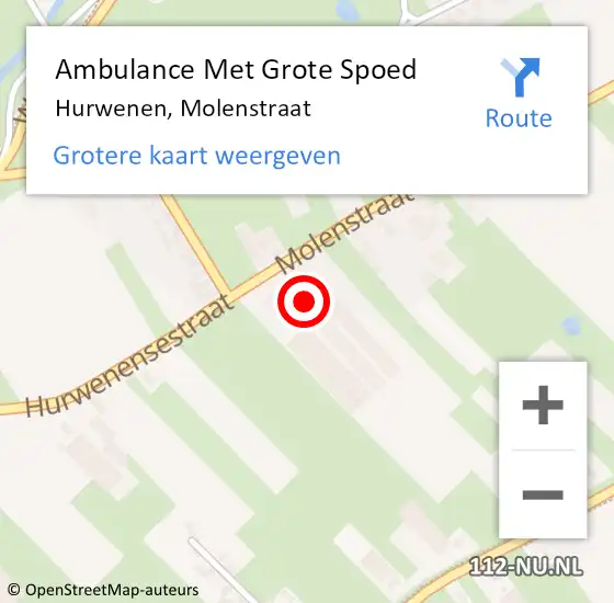 Locatie op kaart van de 112 melding: Ambulance Met Grote Spoed Naar Hurwenen, Molenstraat op 1 april 2014 21:18