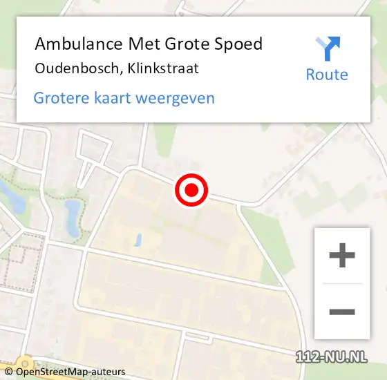 Locatie op kaart van de 112 melding: Ambulance Met Grote Spoed Naar Oudenbosch, Klinkstraat op 21 mei 2019 10:31